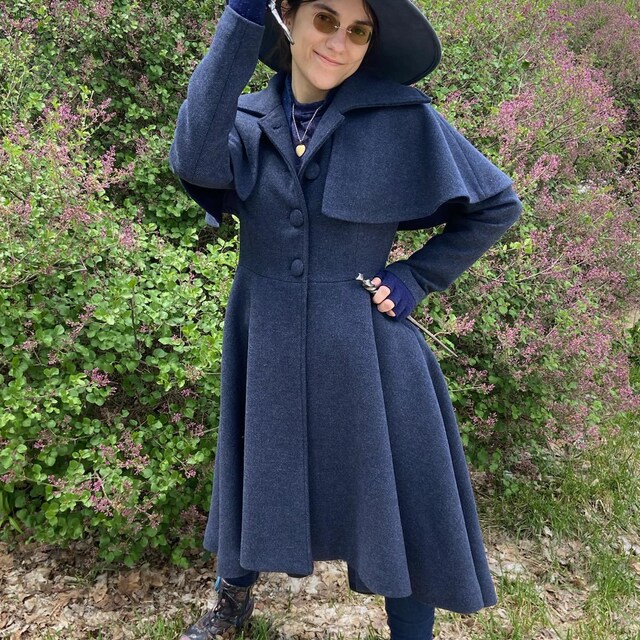 Asymmetrical Princess Wool Coat, Victorian Wool Coat, Fit