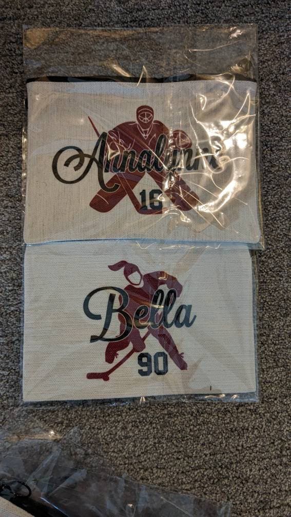 Ice Hockey Makeup Bag, Personalized Ice Hockey Girl Design, Natural Linen, Zipper Pouch, Makeup Bag, Tech Accessory Bag, Hockey Girls