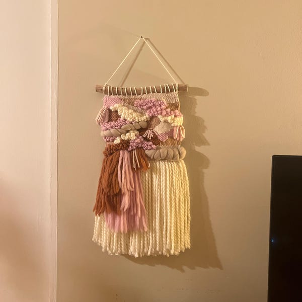 View of Woven Tapestry for Eclectic Interior, Textured Wall Art as Ideal Yoga Teacher Gift, Gender ...