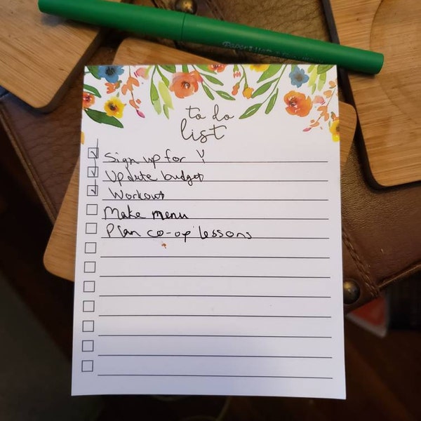 Floral to Do List Notepad | Lined to Do List | Daily Task List Notepad ...