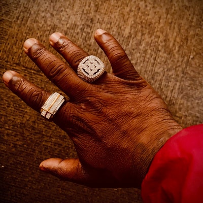 Men's Ice Out Ring, Silver 5X Layered Diamond Cz Ring, Designer Big ...