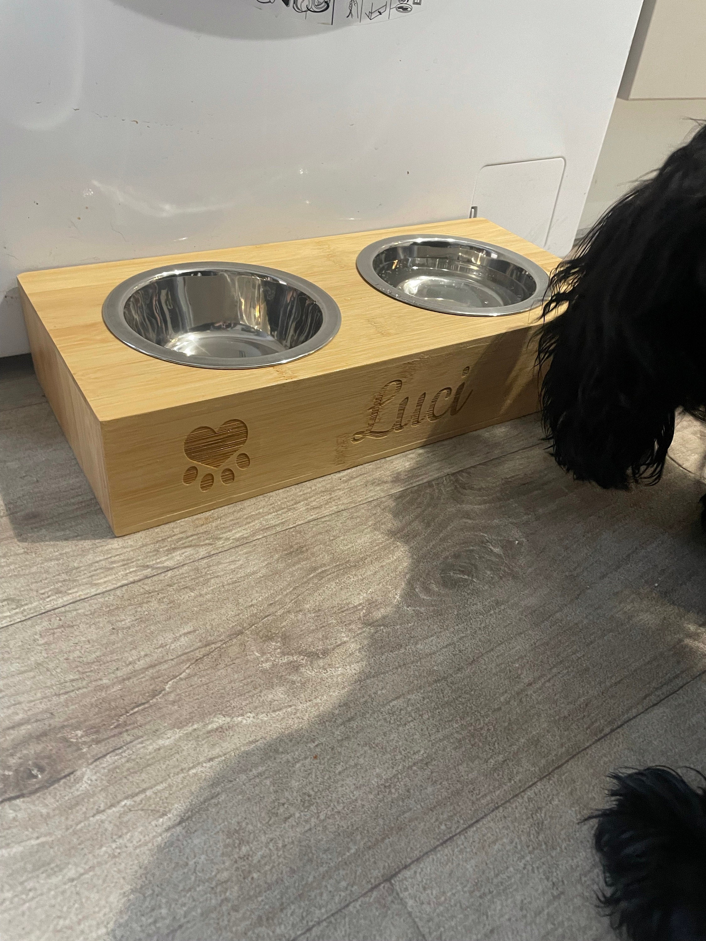 Personalisierte Hundenäpfe, Bambus Holz graviert personalisierte Hundenäpfe, personalisiertes Haustier Geschenk, personalisierte Haustiernäpfe Geschenk