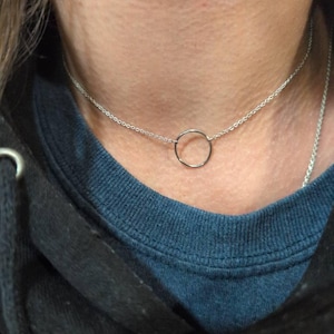 Day Collar Necklace for Her, S925 Sterling Silver Ring, Gold and Rose Gold, O Rings Choker Necklace, Discreet Sub Choker Collar Necklace,