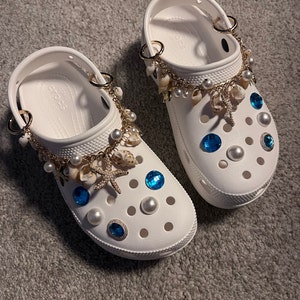 Seashell and Starfish Pearls Shoe Charms 14set/ Luxury Charm for Crocs ...