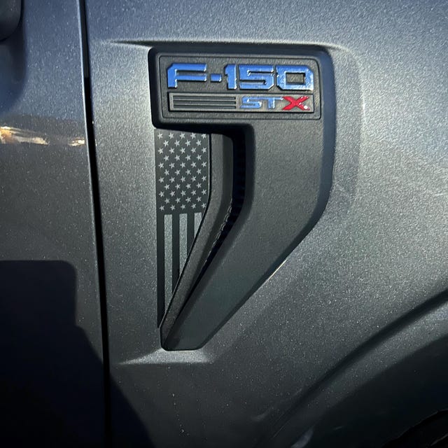 Sidi Black & Gray Flag Fender Badges For F150 2021-2025 – Emblem Covers / Adhesive