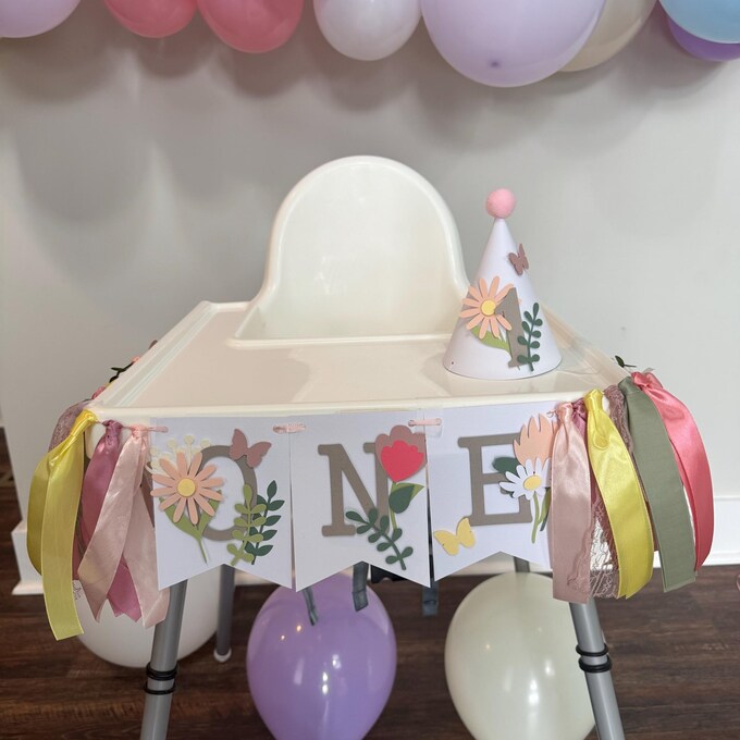 Fairy Mushroom High Chair Banner – Einhorn-Fee 1. Geburtstag Deko Mit Rosa-lila Quasten – Pilz &