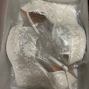 Bridal Shoes Wedge Heel Lace Embroidered Personalized Stylish Design ...