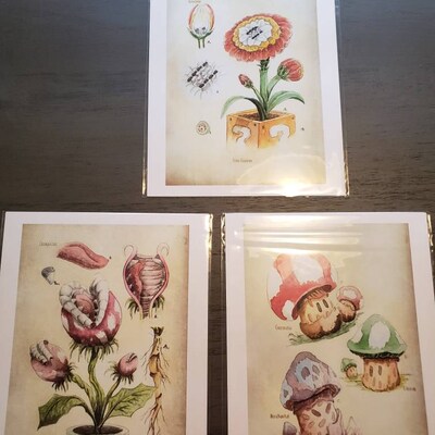 SET of 3 Super Mario Botanical Illustration 8.5 X 11 Art Prints ...