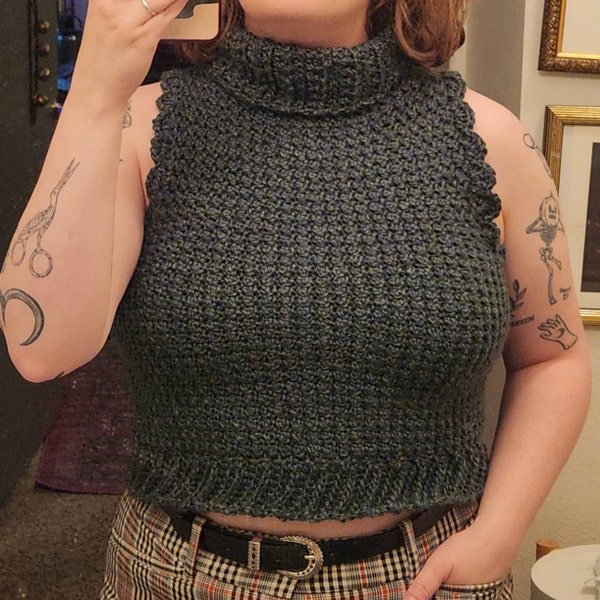 Crochet Turtleneck PATTERN: Atticus // Sleeveless Textured Vest for Any ...