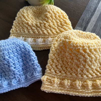 Easy Baby Caps CROCHET PATTERN Girls Infant Cute Gift Shower Preemie ...