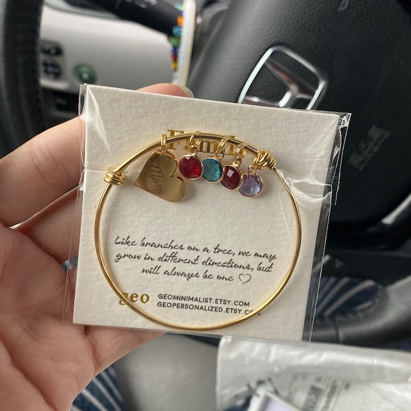 Personalized Birthstone Bracelet Mama Heart Family Birthstones Names Bracelet