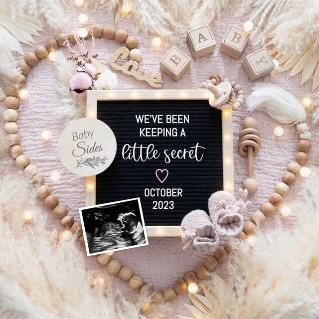 Girl Baby Gender Reveal for Social Media, Boho Pink Pregnancy