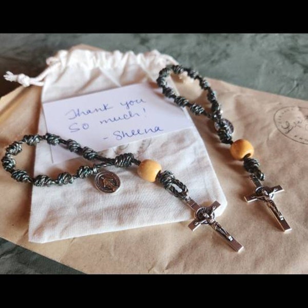 STELLA MARIS Star of the Sea Knotted Rosay Handmade Rope Rosary Twine ...