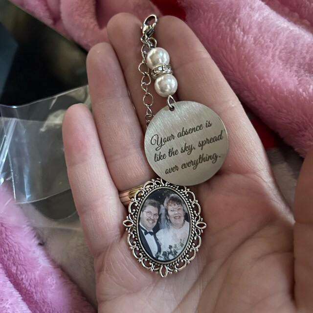 Pendentif Bouquet De Mariée Personnalisable - 3 Cadres Ovales, Argenté, Avec Boîte Cadeau, Souvenir Romantique - 7