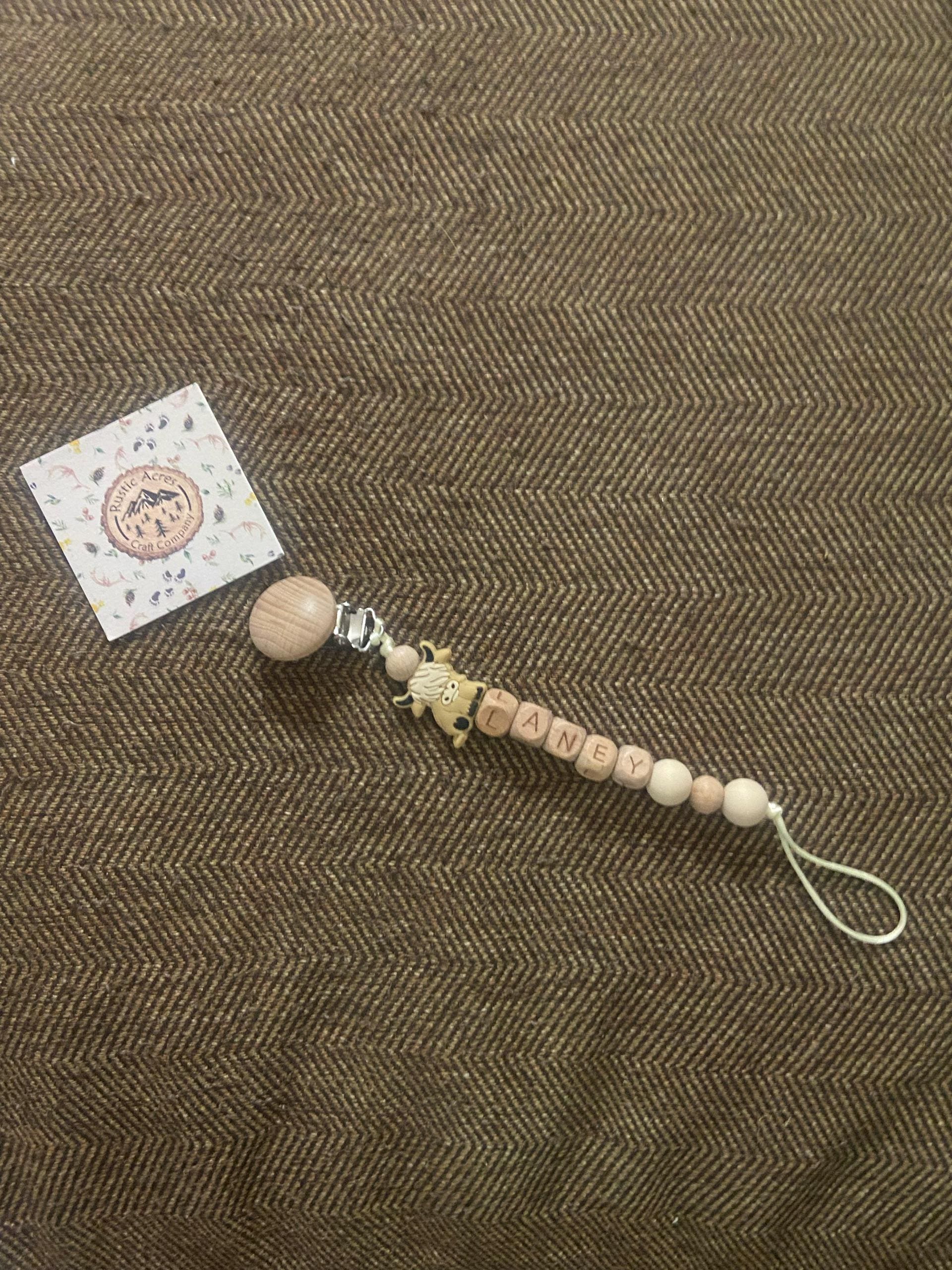 Highland Cow Pacifier Clip | Farm Pacifier Clip | Cow Dummy Clip | Cow Binkie Clip |Cow Baby Gifts |Mama Gifts |Baby Shower Gifts |Cow Print