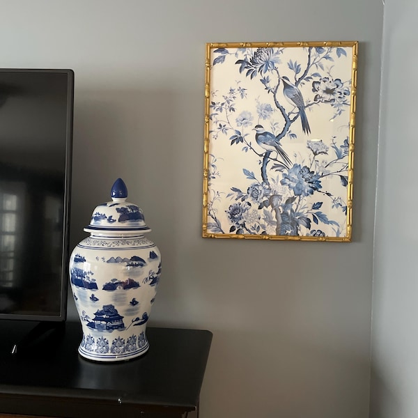 Antique Vintage Blue Chinoiserie Wall Art Prints, Set of 3 Botanical ...