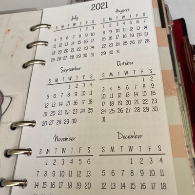 Printed Personal Size Yearly Calendars - Etsy