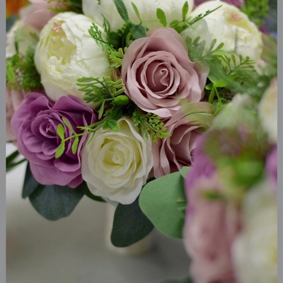 Dusty Rose Mauve and Ivory Wedding Bouquet Faux Wedding - Etsy