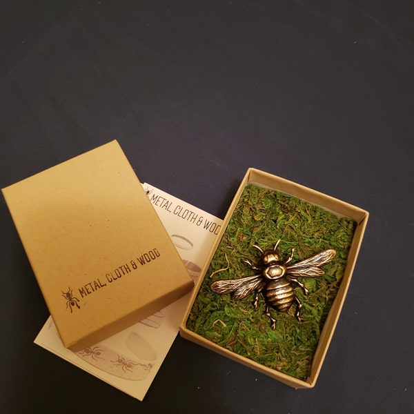 Brass Bee Insect Pin, Brooch, or Lapel Pin, Featuring a Flying Honeybee ...