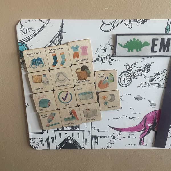 Wooden Daily Routine Cards/ Daily Routine Magnets/ Chore Magnet Chart ...