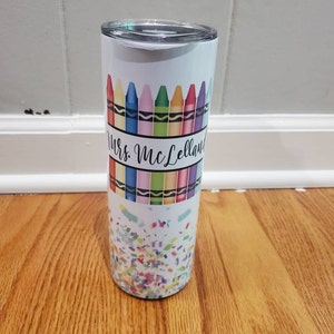 Teacher Crayon 20oz Skinny Tumbler With Straw Teacher - Etsy