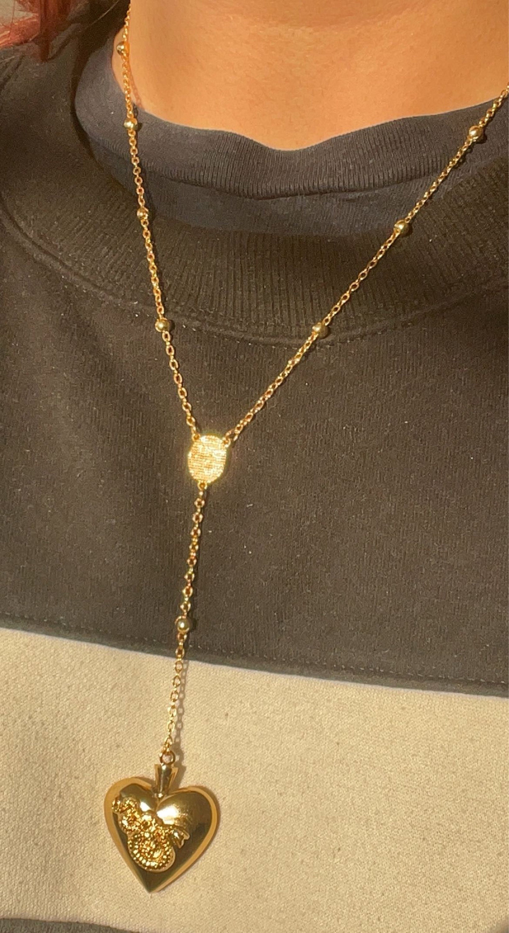 Rosary Emerald Heart Necklace