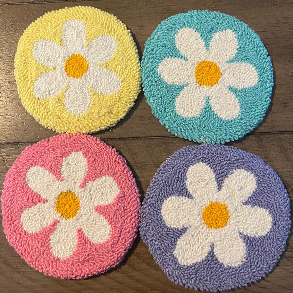 DIY Punch Needle Coaster Kit 4 PCS /tufting Coaster Kit/ Punch Needle ...