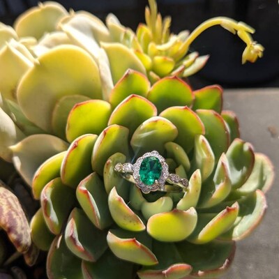 Rose Gold Oval Emerald Engagement Ring Lab Emerald Ring - Etsy