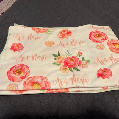 Sugar + Maple Large Blanket & Hat Set - Peach Peony Blooms