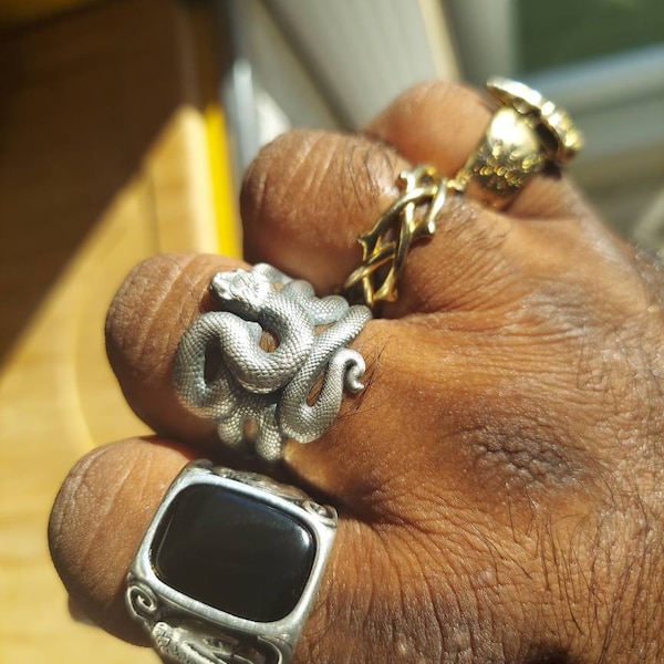 Snake Handmade Sterling Silver Men Ring, Serpent Silver Ring, Snake ...