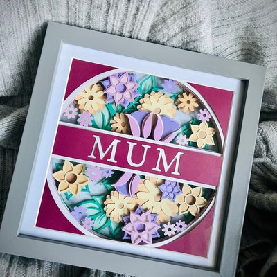 3D CUSTOMIZABLE MOTHER'S DAY Shadow Box Svg for Cricut for Silhouette ...