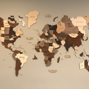 Wooden World Map Enjoy the Wood World Map Wall Art Home Decor - Etsy