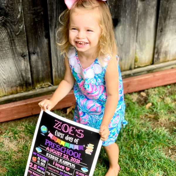 Back to School Chalkboard, First Day of School Sign, ANY GRADE, Back to ...