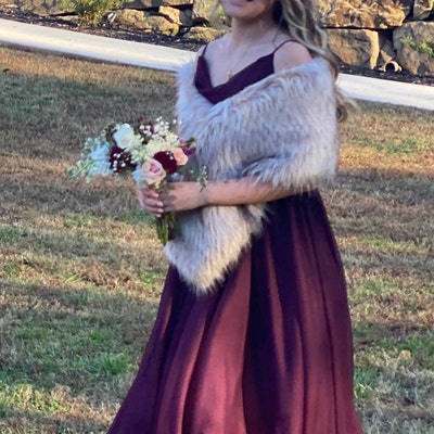 blush faux fur shawl