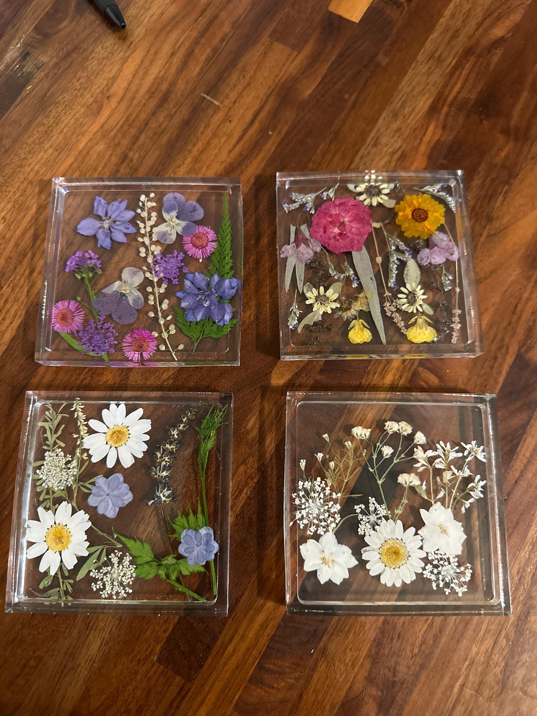 Natural Flowers Coasters,Colorful Pressed Real Flowers Outdoor Coasters,Custom Wedding Birthday Christmas Gifts Table Decor,Wildflowers Art