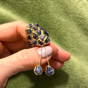 Customer photo from Katherine, Edgy Raw Sapphire Drop and Dangle Earrings