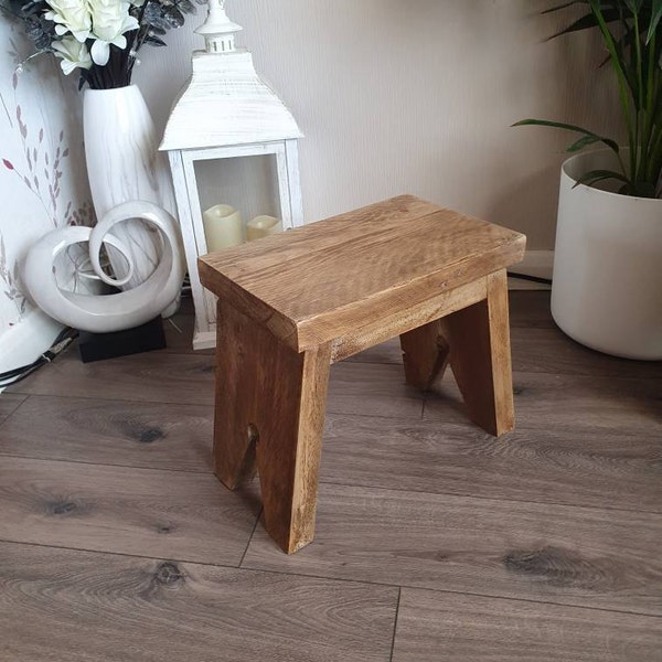 Wooden Stool - Rustic Farmhouse Style Stools - Handmade From Chunky ...