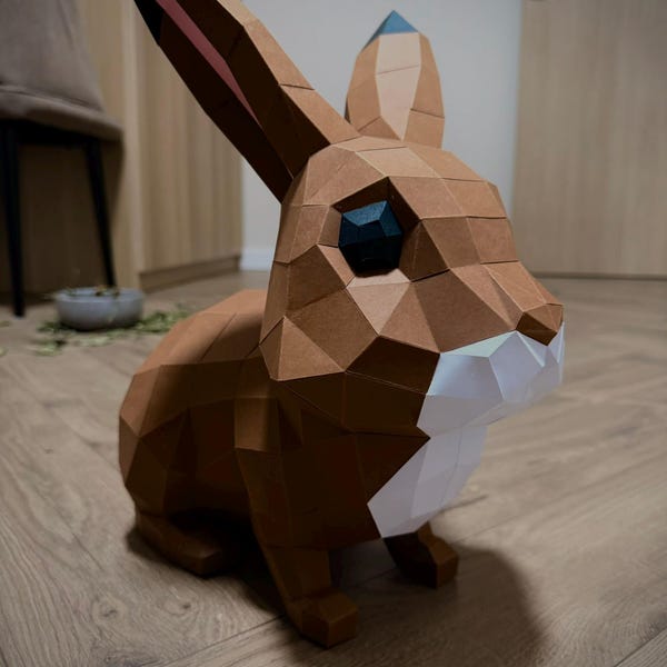 Bunny Papercraft 3D DIY Low Poly Paper Crafts Easter Rabbit Decor Model ...