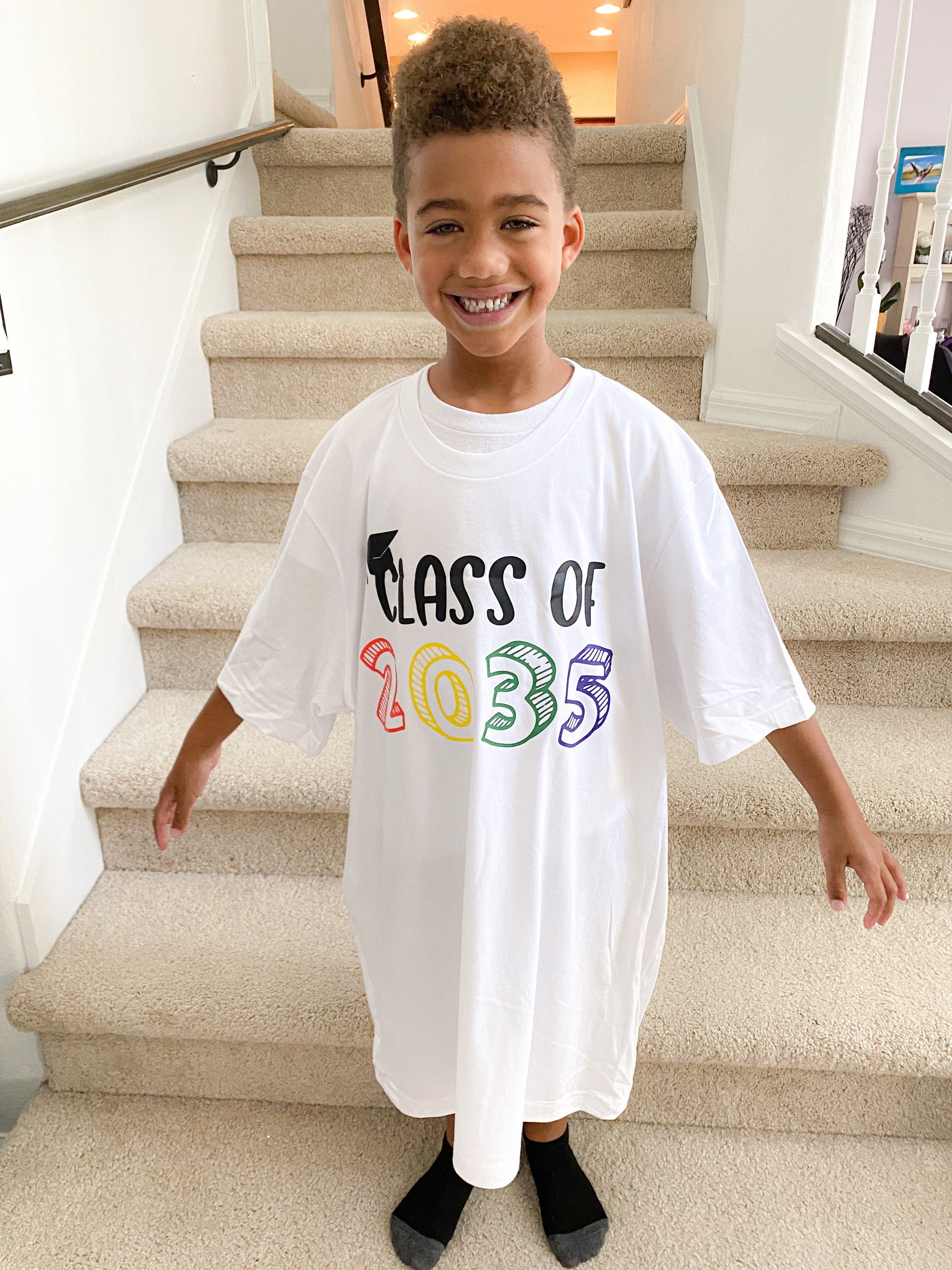 Customizable Hand Print Graduation Tee, Add Handprint Every Year, Preschool Shirt, Back To School Shirt, Class Of 2034 Personalized Shirt