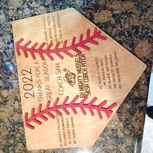 Personalized Baseball Coach's Plaque, Thanks for A Great Season Award ...