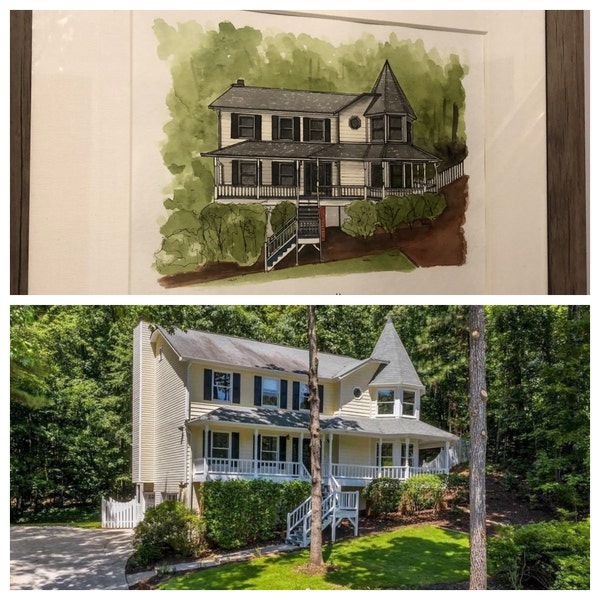 Custom Watercolor Home Painting (gift for New Homeowners, Childhood ...