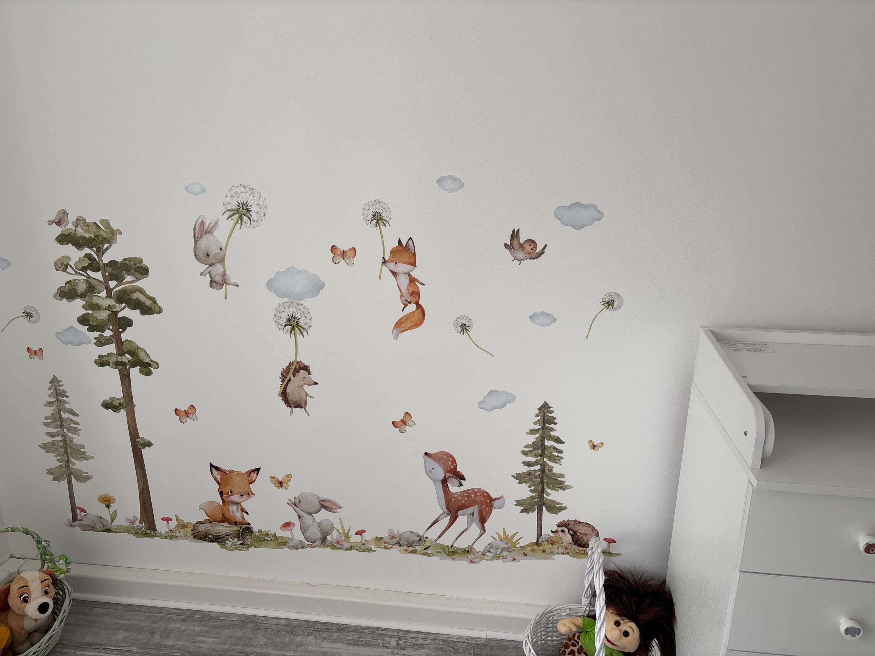 XXL Sticker Set Forest Animals Wall Stickers for Children's Room Dandelion Animals Wall Decal for Baby Room Wall Sticker Decoration Self-Adhesive DK1137