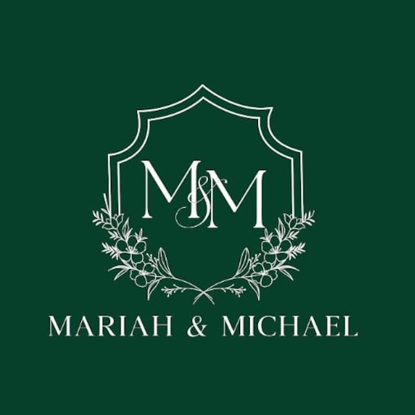 Custom Wedding Monogram Logo Design | Vintage Crest Logo | Luxury ...