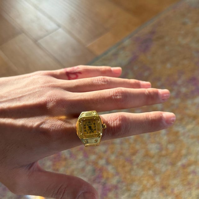 Yugugomo Orologio da, anelli vintage, da uomo e da donna, anello al quarzo, orologio da polso, orologio da donna, accessorio alla moda per feste, appuntamenti, vacanze, celebrazioni, argento