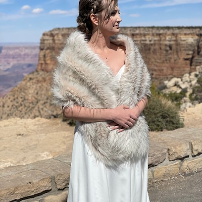 Blush Nude Faux Fur Bridal Wrap, Wedding Fur Shrug, Bridal Fur, Fur
