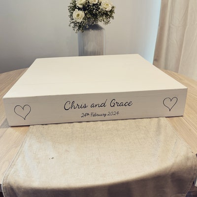 Personalised Rustic Square Wedding Cake Stand white or Oak Stain - Etsy UK