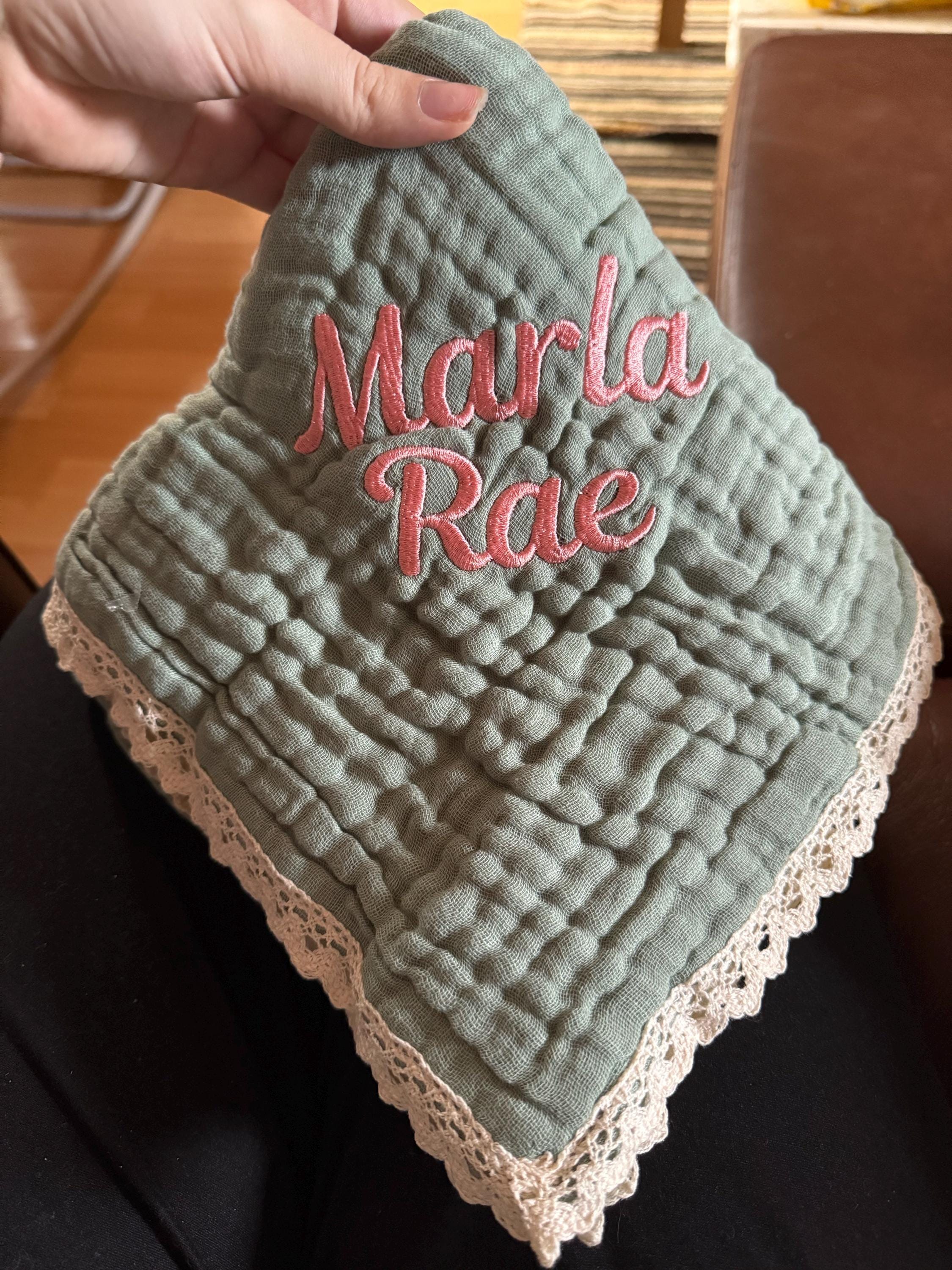 Personalized Baby Blanket for Baby Shower Gift, Organic Muslin Blanket, Embroidered Blanket with Name Newborn Gift, Baby Swaddle Blanket