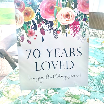 70 Years Loved Printable 70th Birthday Sign 70 Birthday Decorations ...