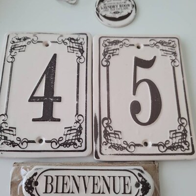 Numéro De Rue En Céramique Pour Porte Ou Portail - Carreau à Sceller - 7,5x15cm