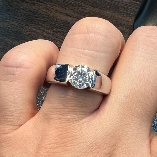2ct Moissanite Engagement Rings For Women Round Cut D Color VVS1 Moissanite Diamond Rings With